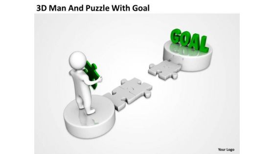 Business Charts 3d Man And Puzzle With Goal PowerPoint Templates Ppt Backgrounds For Slides