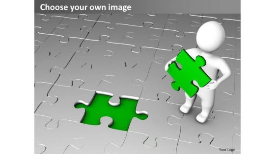 Business Charts 3d Man With Blue Puzzle Piece PowerPoint Templates Ppt Backgrounds For Slides