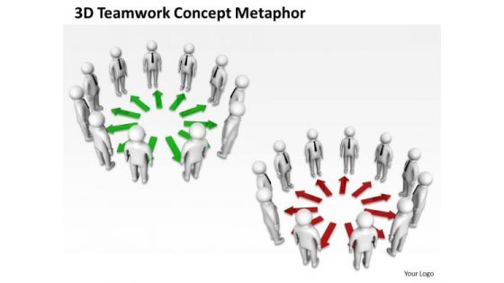 Business Charts Examples 3d Men Pointing Arrows Teamwork PowerPoint Templates