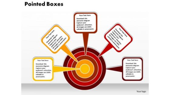Business Circle Charts PowerPoint Templates Business Pointed Boxes Towards A Target Ppt Slides