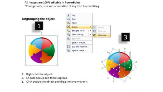 Business Circular Puzzle 6 Pieces PowerPoint Slides And Ppt Diagram Templates