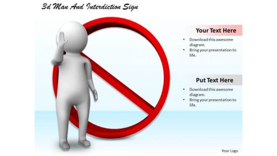 Business Concepts 3d Man And Interdiction Sign Character