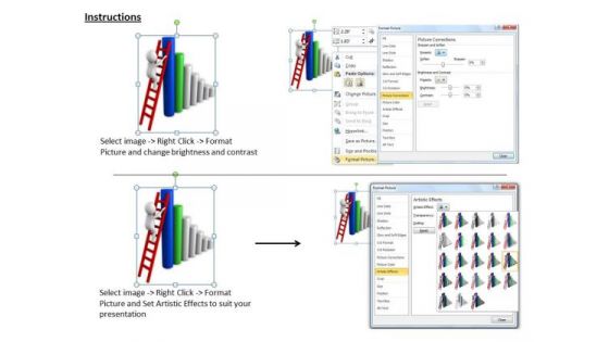 Business Concepts 3d Man Climbing Ladder Character