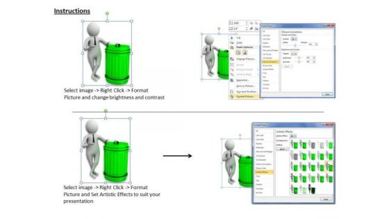 Business Concepts 3d Man With Recycle Bin Character