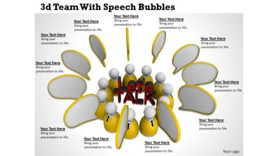 Business Concepts 3d Team With Speech Bubbles Character Models