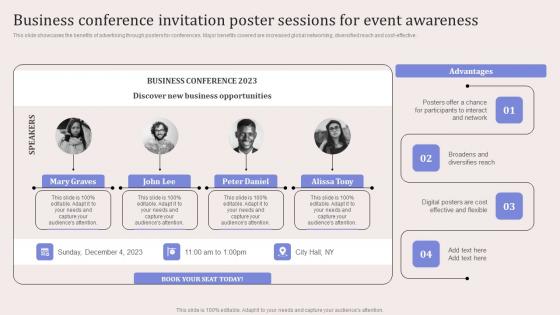 Business Conference Invitation Poster Sessions Virtual Event Promotion To Capture Designs Pdf