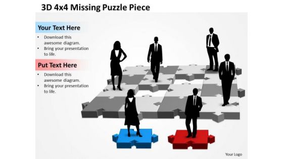 Business Cycle Diagram 3d 4x4 Missing Puzzle Piece Business Framework Model