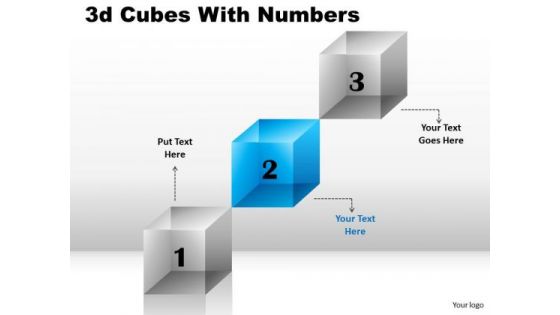 Business Cycle Diagram 3d Cubes With Numbers 3 Stages Strategic Management