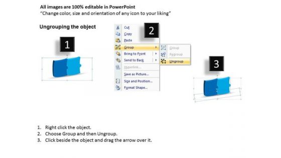 Business Cycle Diagram 3d Puzzle Linear Flow Process 2 Stages