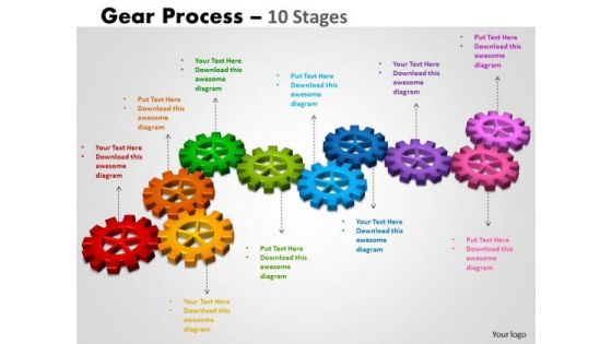Business Cycle Diagram Gears Process 10 Stages Business Diagram