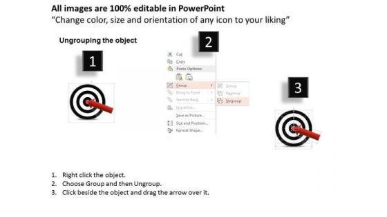 Business Daigram Black Dart And Red Arrow For Business Target Presentation Templets