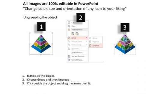 Business Daigram Colored Puzzle Triangle With Six Stages Presentation Templets