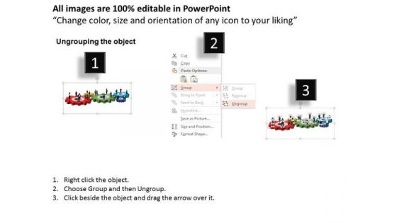 Business Daigram Four Gears And Peoples For Process Control Presentation Templets