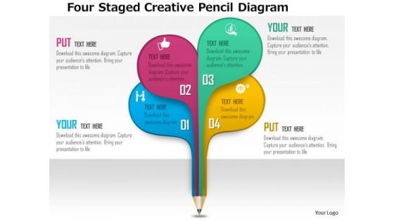 Business Daigram Four Staged Creative Pencil Diagram Presentation Templets