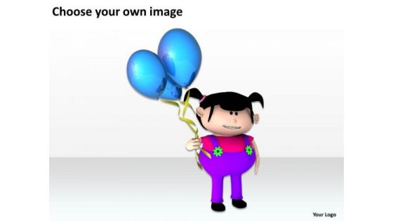 Business Development Process Diagram 3d Girl And Balloons PowerPoint Slides