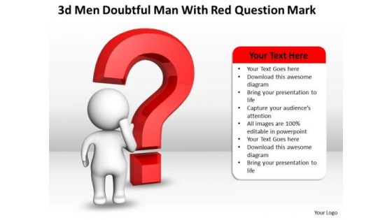 Business Development Process Diagram Doubtful Man With Red Question Mark PowerPoint Templates
