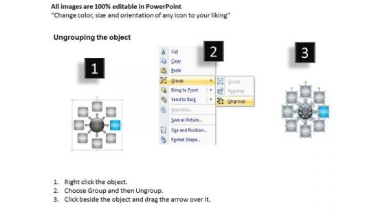 Business Development Process Flowchart 8 Stages Hub And Spoke Layout PowerPoint Slides