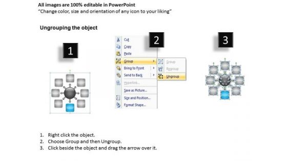 Business Development Process Flowchart 8 Stages Hub And Spoke Layout Ppt PowerPoint Slide