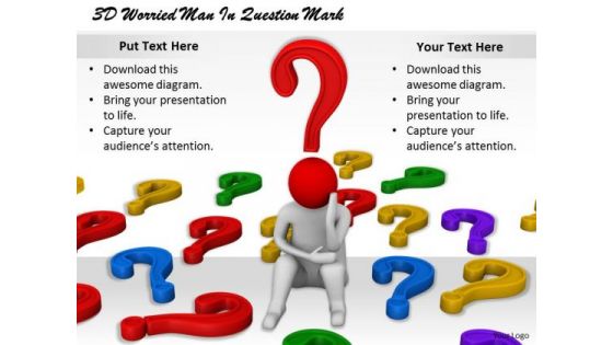 Business Development Strategy 3d Worried Man Question Mark Concept Statement