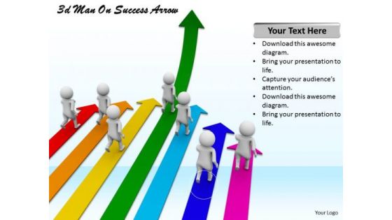 Business Development Strategy Template 3d Man On Success Arrow Characters