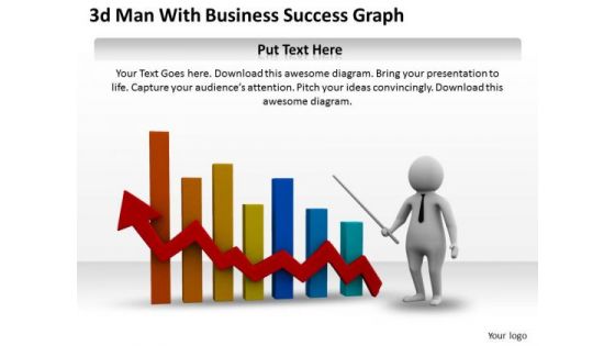 Business Development Strategy Template 3d Man With Success Graph Characters