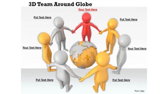 Business Development Strategy Template 3d Team Around Globe Basic Concepts