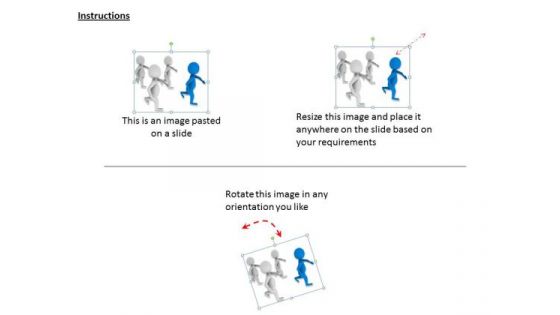 Business Development Strategy Template 3d Team Running Behind Leader Character Modeling