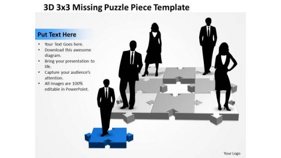Business Diagram 3d 3x3 Missing Puzzle Piece 3 Business Finance Strategy Development