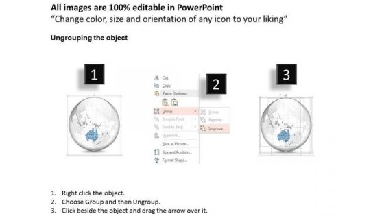 Business Diagram 3d Binary Globe Vector Australia Highlighted Presentation Template