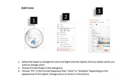 Business Diagram 3d Binary Globe Vector Australia Highlighted Presentation Template