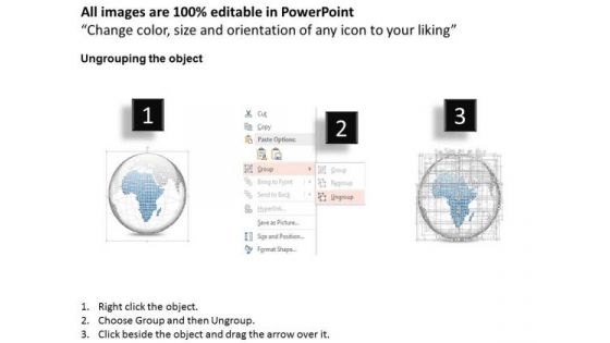 Business Diagram 3d Blue Color Africa Highlighted Binary Globe Presentation Template
