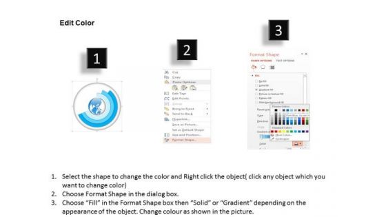 Business Diagram 3d Globe In Semi Circle Disks Diagram Presentation Template