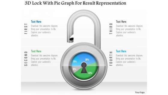Business Diagram 3d Lock With Pie Graph For Result Representation PowerPoint Slide
