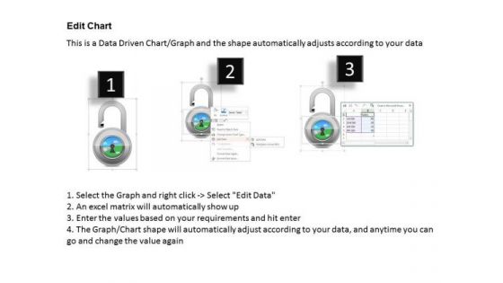 Business Diagram 3d Lock With Pie Graph For Result Representation PowerPoint Slide