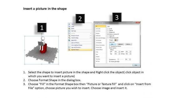 Business Diagram 3d Man Sitting On Red Puzzle PowerPoint Slides