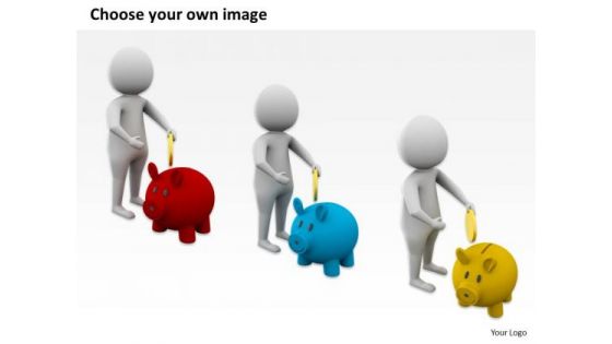 Business Diagram 3d Man With Piggy Bank PowerPoint Templates