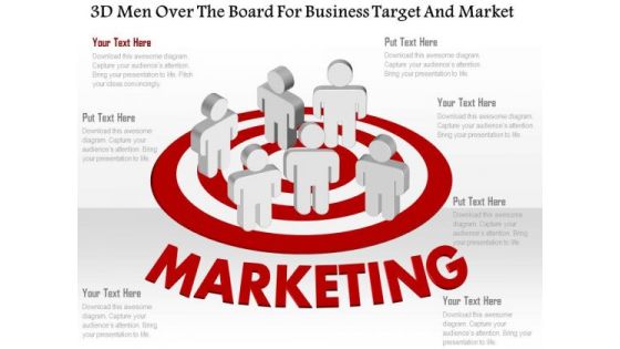 Business Diagram 3d Men Over The Board For Business Target And Market Presentation Template