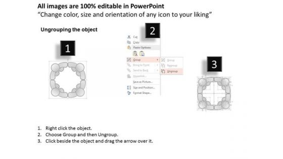 Business Diagram 3d People Making Circle With Text Boxes Presentation Template