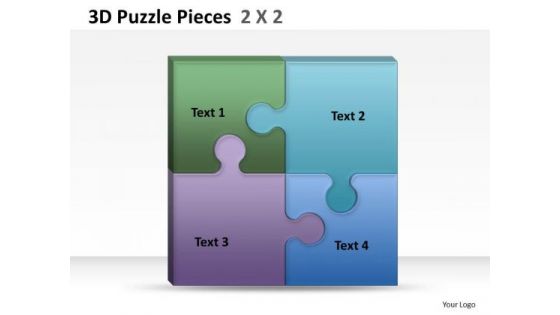 Business Diagram 3d Puzzle Pieces 2x2 Strategy Diagram