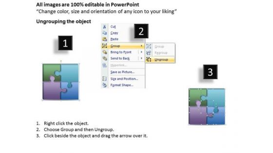 Business Diagram 3d Puzzle Pieces 2x2 Strategy Diagram