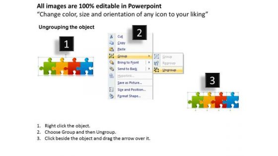 Business Diagram 3d Puzzle Pieces In Line Marketing Diagram