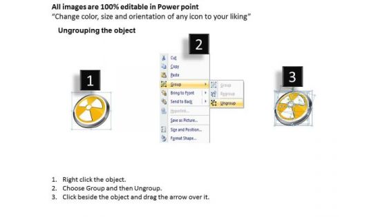 Business Diagram 3d Warning Of Nuclear Power Production Area Presentation Template