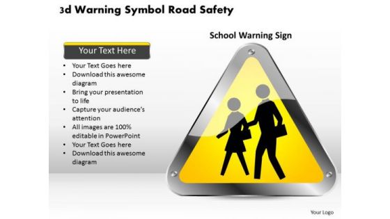 Business Diagram 3d Warning Symbol Road Safety Presentation Template