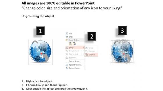 Business Diagram 3d World Globe Enclosed In Arrow Location Icon Presentation Template
