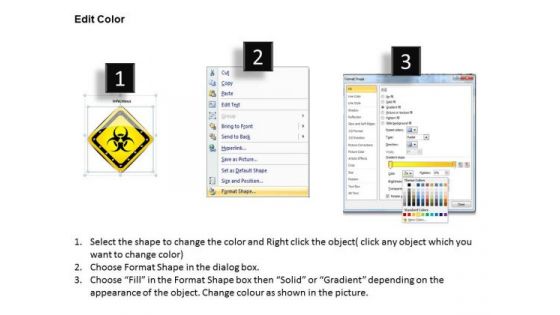 Business Diagram 3d Yellow Warning Sign For Safety Presentation Template