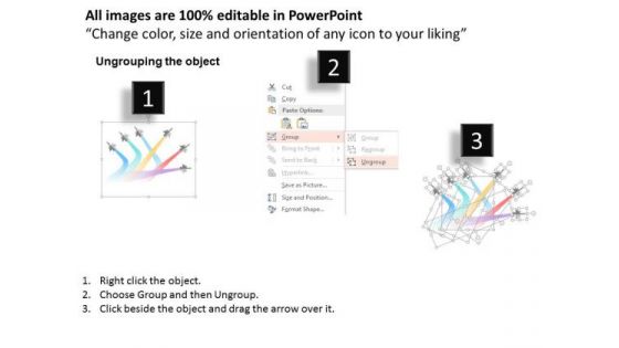 Business Diagram Aerobatics Jet Team With Text Boxes Presentation Template