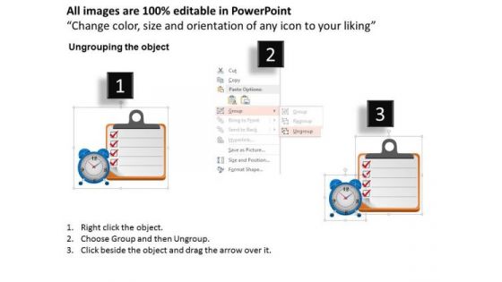 Business Diagram Alarm Clock With Business Checklist For Time Management Presentation Template