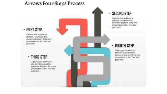 Business Diagram Arrows Four Steps Process Presentation Template