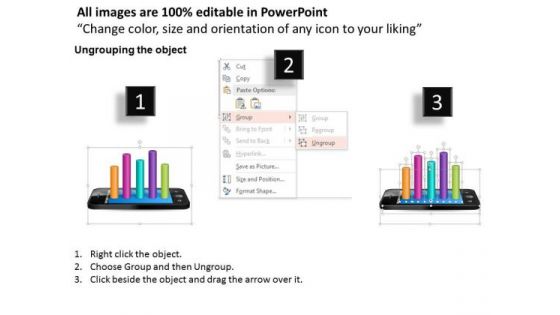 Business Diagram Bar Graph For Result Display On Mobile Presentation Template