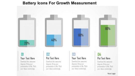 Business Diagram Battery Icons For Growth Measurement Presentation Template
